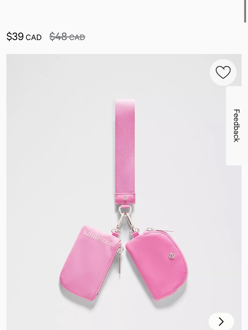 Lululemon athletica Pink Pouch Wrist Strap